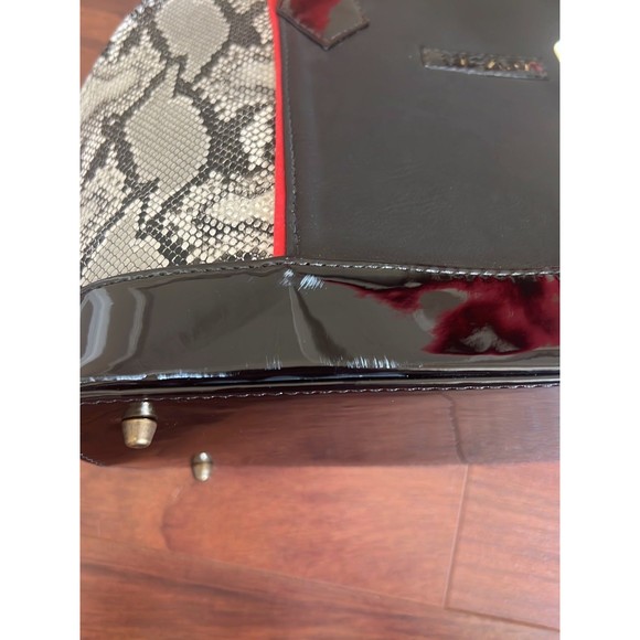 New Gicari Black Red Snakeprint Handbag - Picture 4 of 8